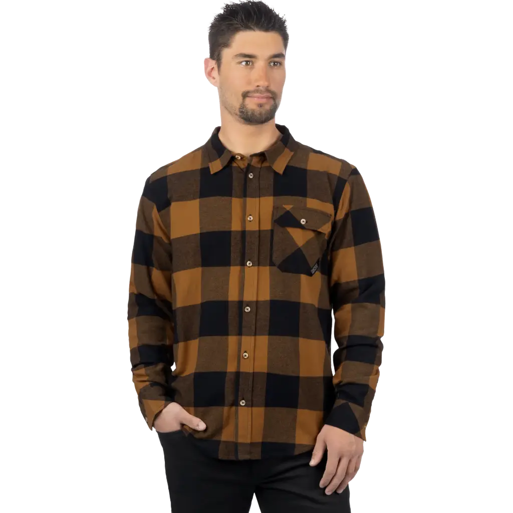 Camisa Timber Flannel Shirt Button Copper Black 